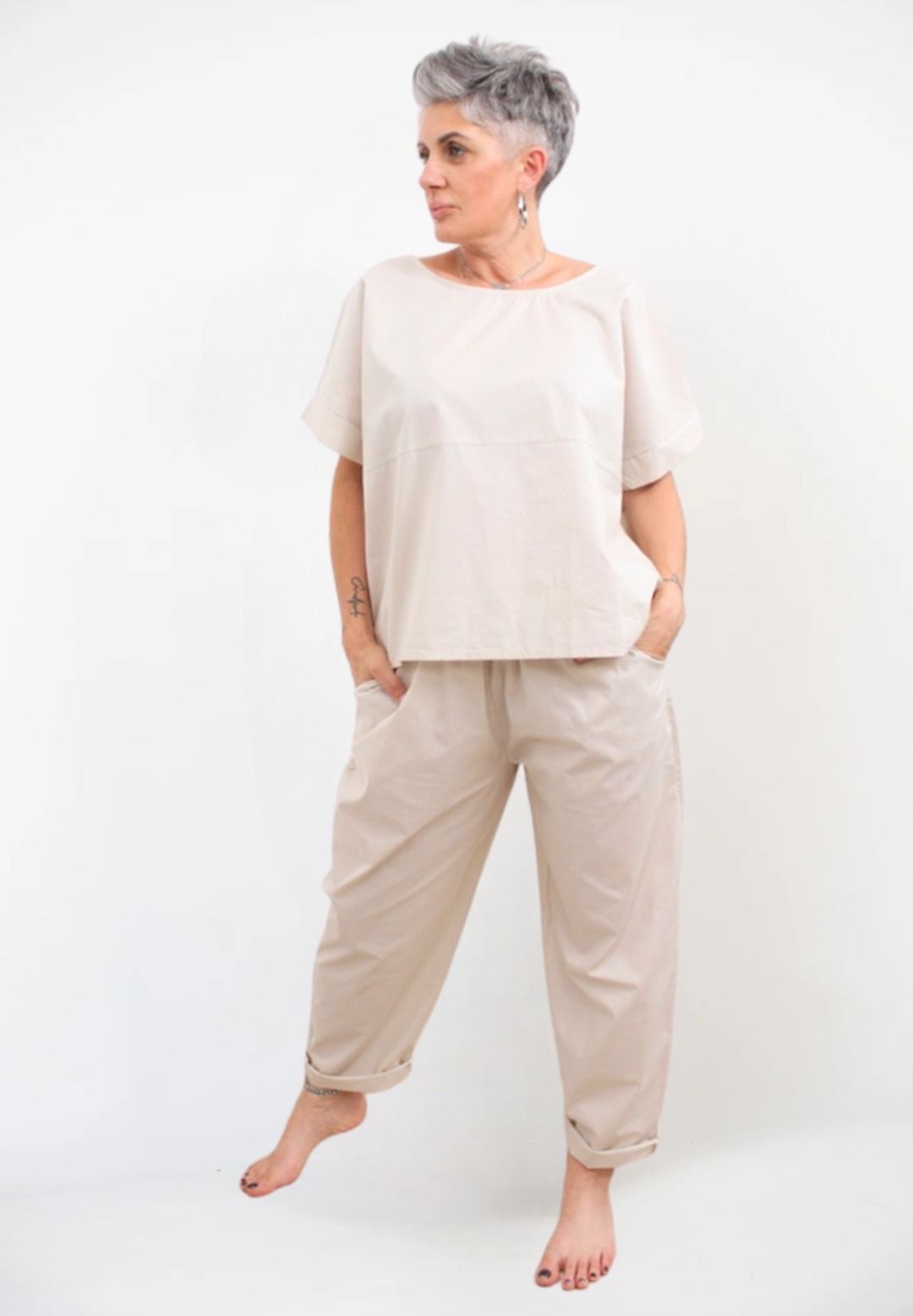 Blusa Girocollo Vela Sabbia Imperfetto tg1