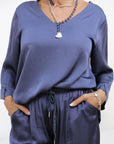 Blusa Scollo V Satin Plus