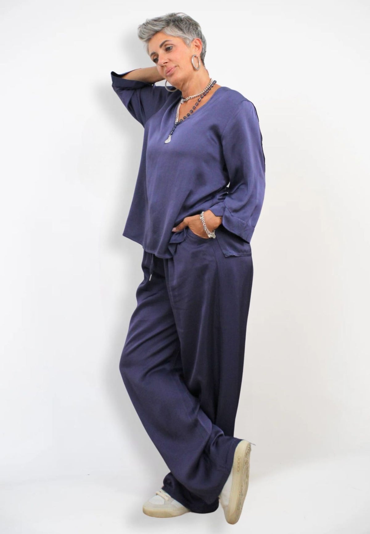 Blusa Scollo V Satin Plus