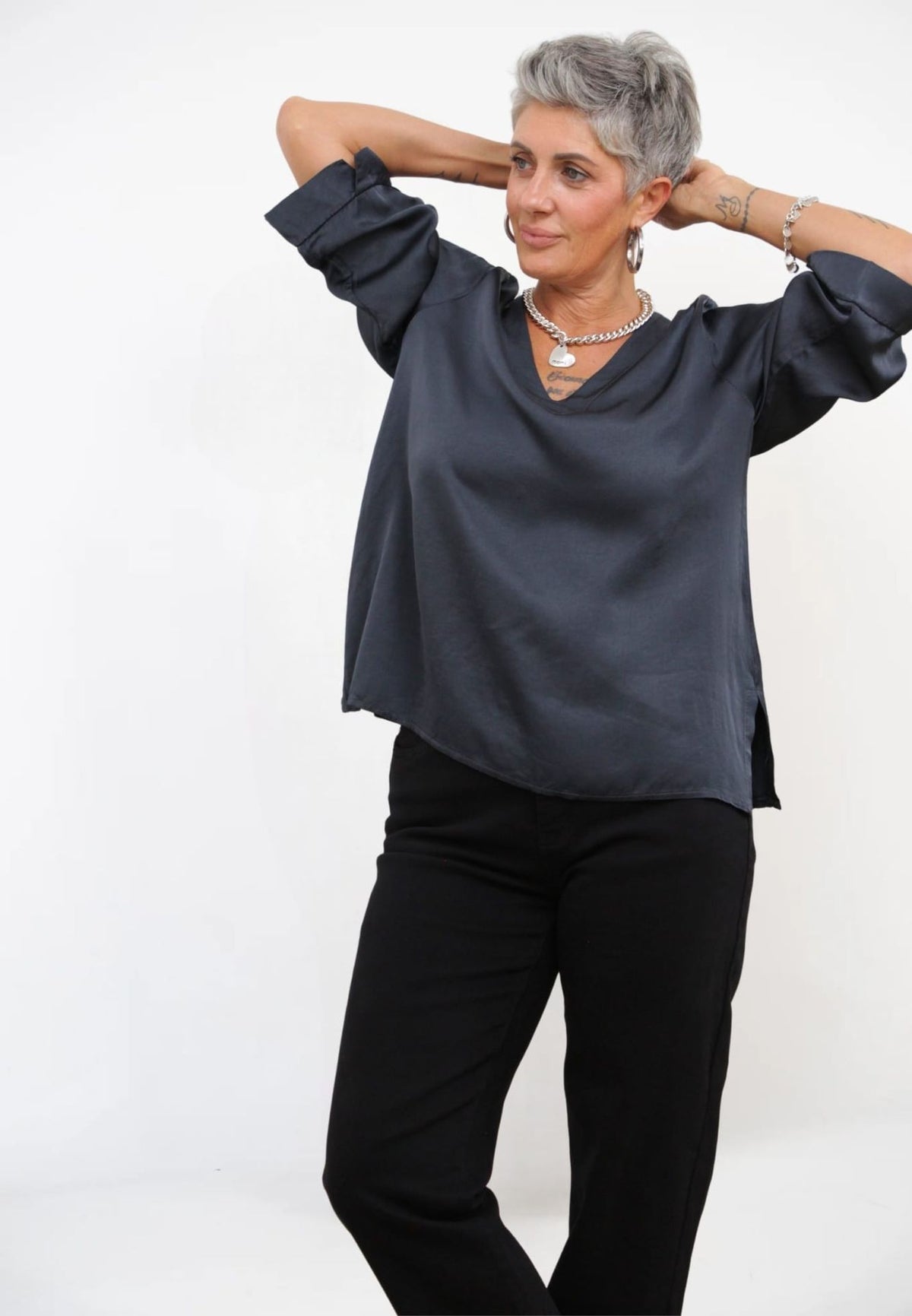 Blusa Scollo V Satin Plus