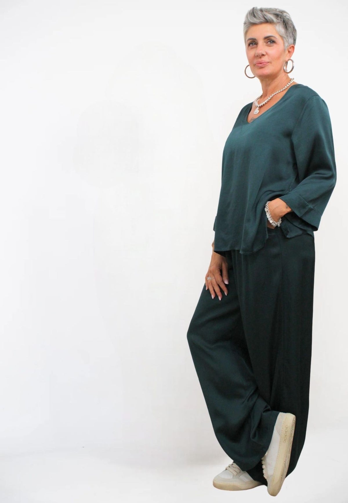 Blusa Scollo V Satin Plus