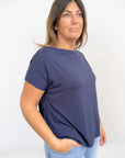 Maglia Scollo a Barchetta Manica Corta