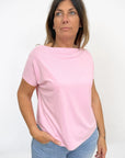 Maglia Scollo a Barchetta Manica Corta
