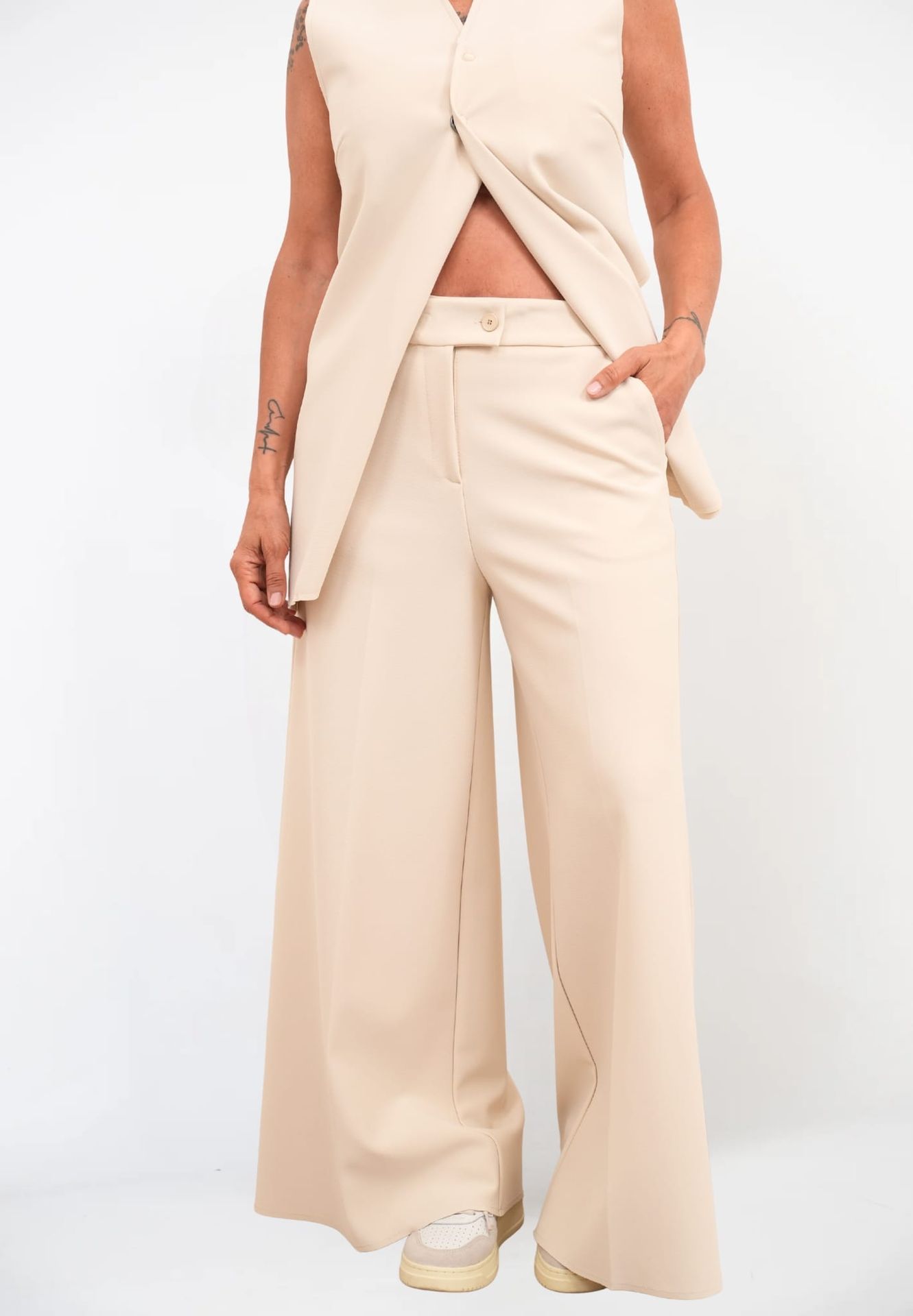 Pantalone Palazzo Zip Crepe