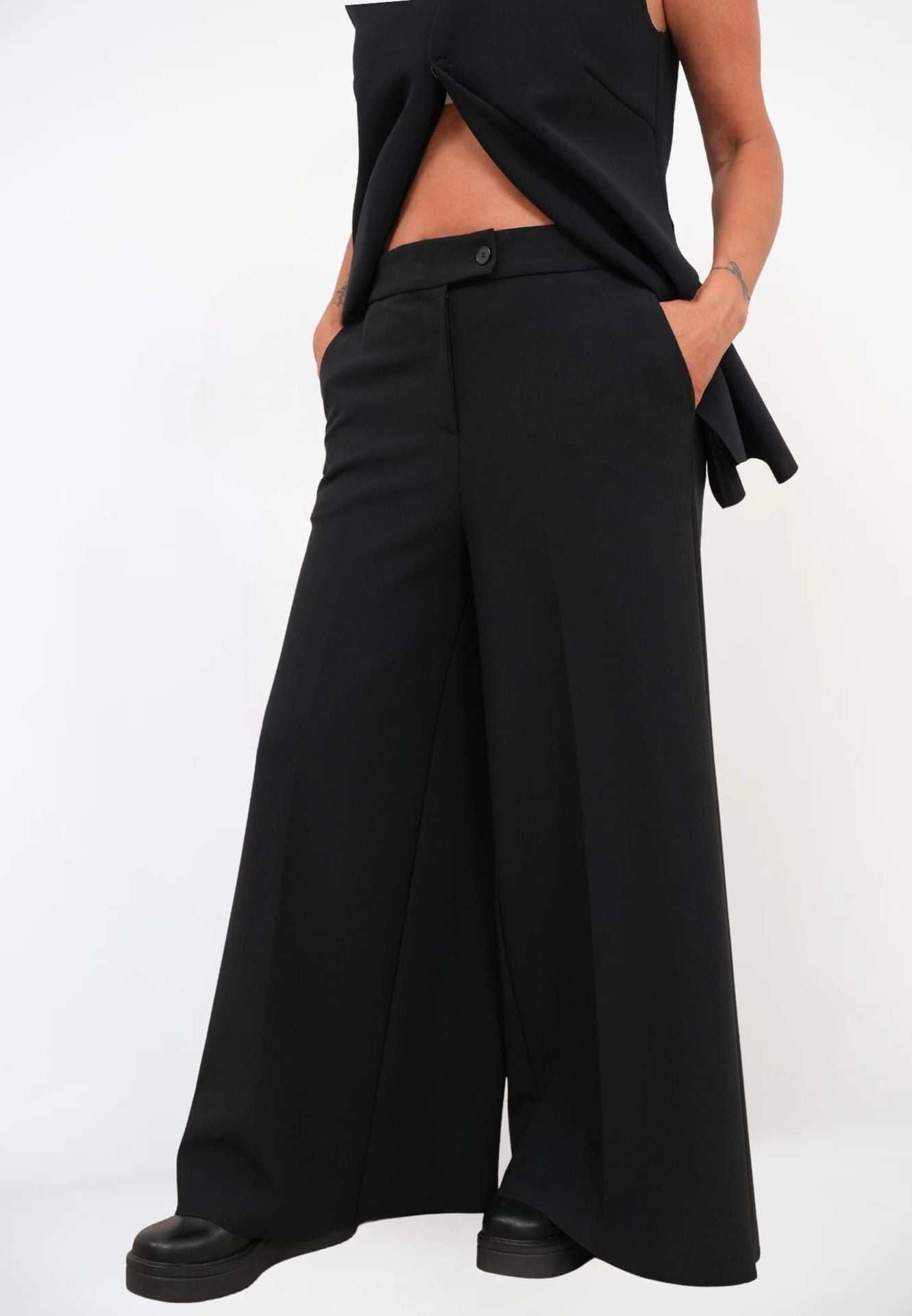 Pantalone Palazzo Zip Crepe