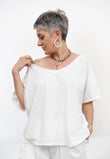 Maglia a Scatola a Scollo a V Bianco V3